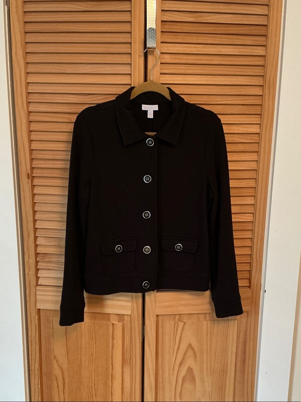 Charter Club Black Button-Front Blazer Jacket